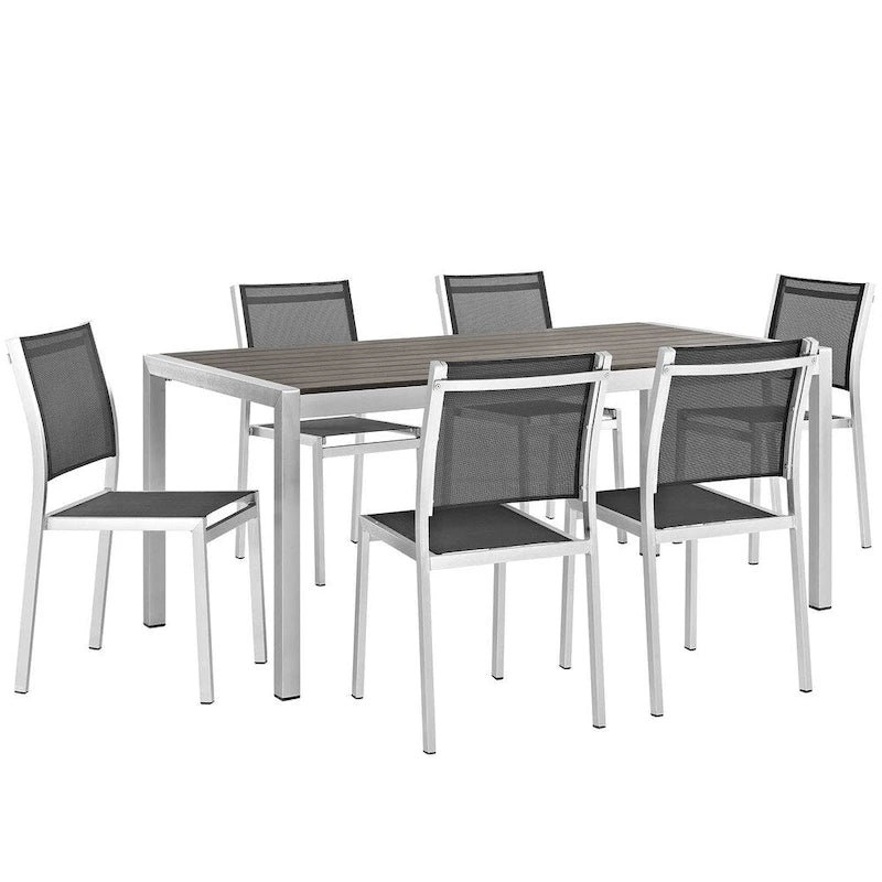 Ensemble de salle à manger d'extérieur Shore 7 pièces en aluminium