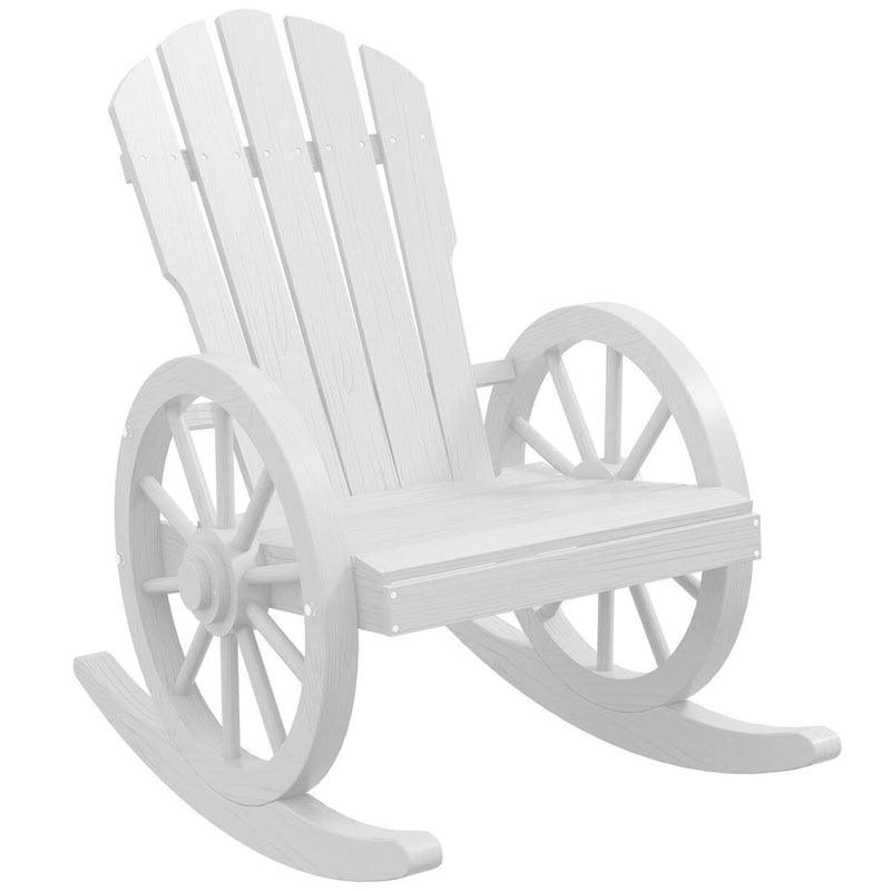 Fauteuil à bascule Adirondack en bois avec structure à lattes et dossier surdimensionné