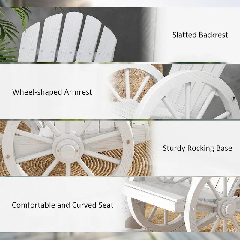 Fauteuil à bascule Adirondack en bois avec structure à lattes et dossier surdimensionné