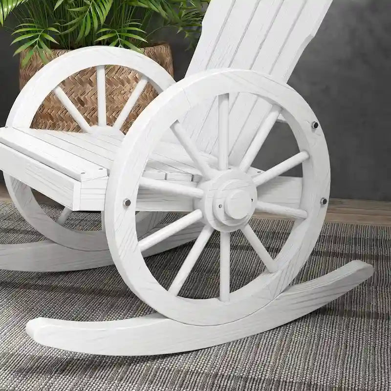 Fauteuil à bascule Adirondack en bois avec structure à lattes et dossier surdimensionné
