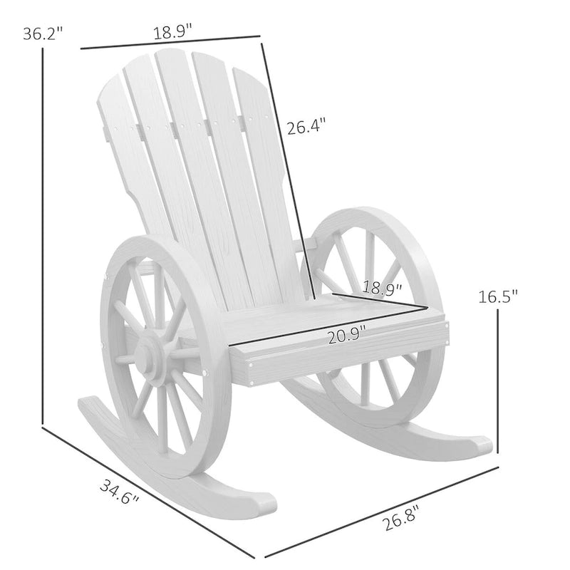 Fauteuil à bascule Adirondack en bois avec structure à lattes et dossier surdimensionné