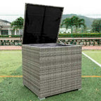 Ensemble de canapé d'extérieur 4 pièces en rotin tressé gris avec coffre de rangement - 47,2 x 25,6 x 25,6