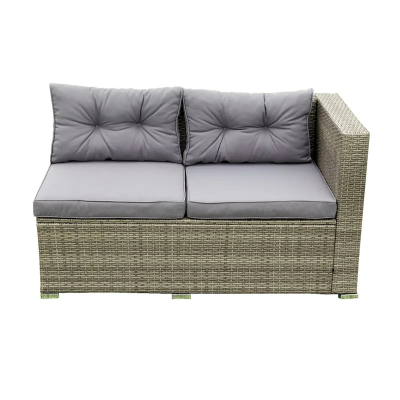 Ensemble de canapé d'extérieur 4 pièces en rotin tressé gris avec coffre de rangement - 47,2 x 25,6 x 25,6