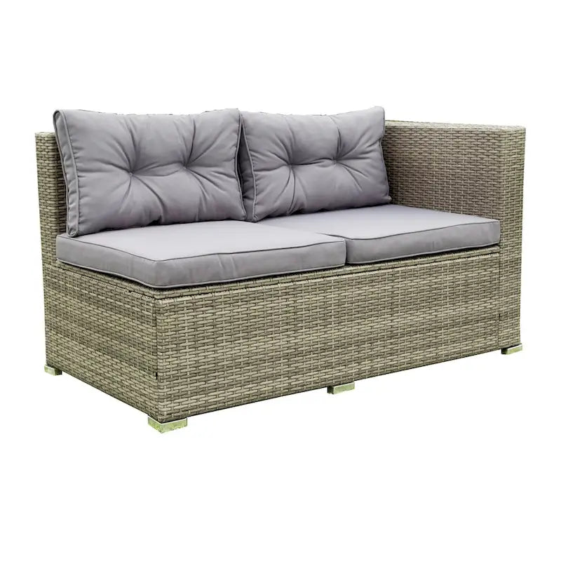 Ensemble de canapé d'extérieur 4 pièces en rotin tressé gris avec coffre de rangement - 47,2 x 25,6 x 25,6