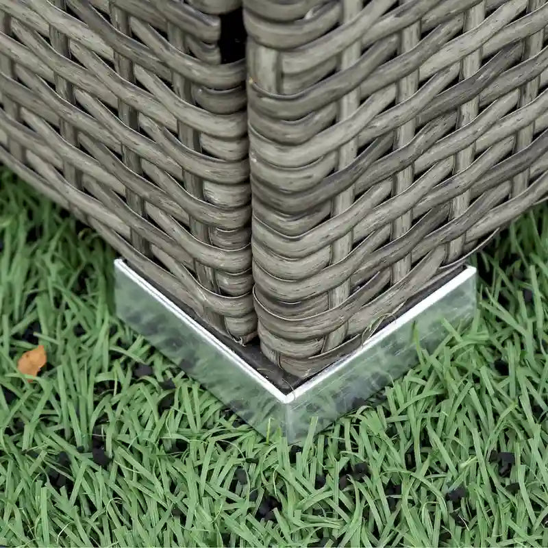 Ensemble de canapé d'extérieur 4 pièces en rotin tressé gris avec coffre de rangement - 47,2 x 25,6 x 25,6