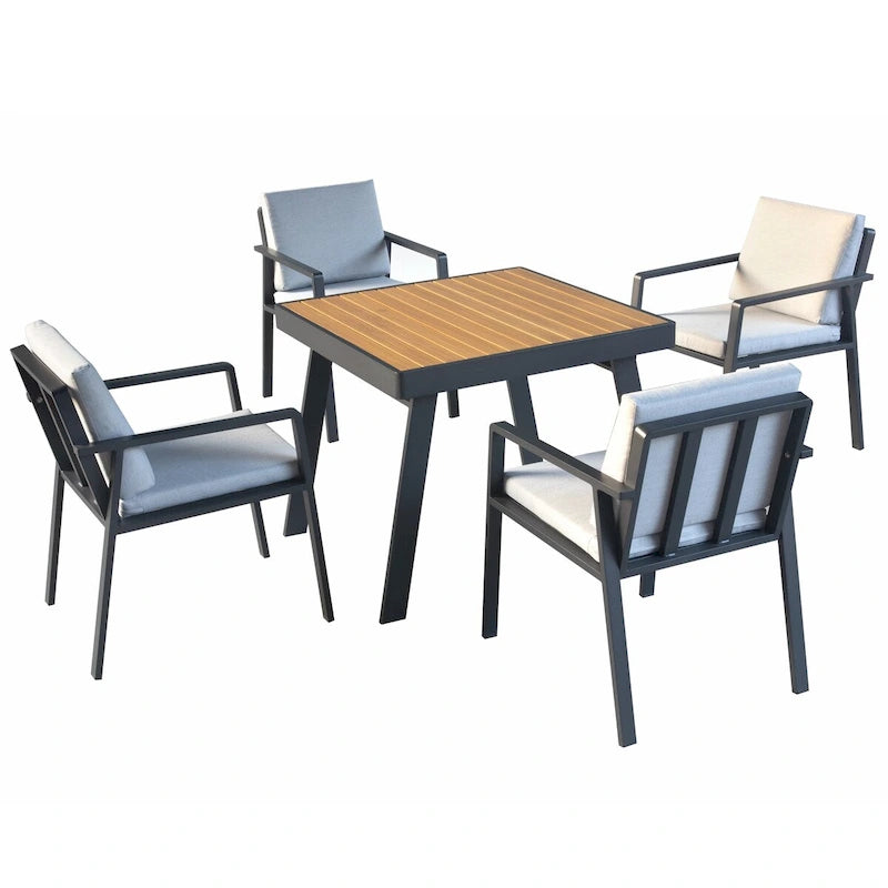 Ensemble de salle à manger d'extérieur HIGOLD Nofi 5 pièces en aluminium, couleur anthracite mat
