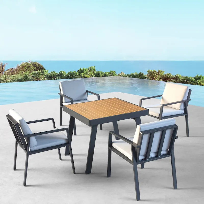 Ensemble de salle à manger d'extérieur HIGOLD Nofi 5 pièces en aluminium, couleur anthracite mat
