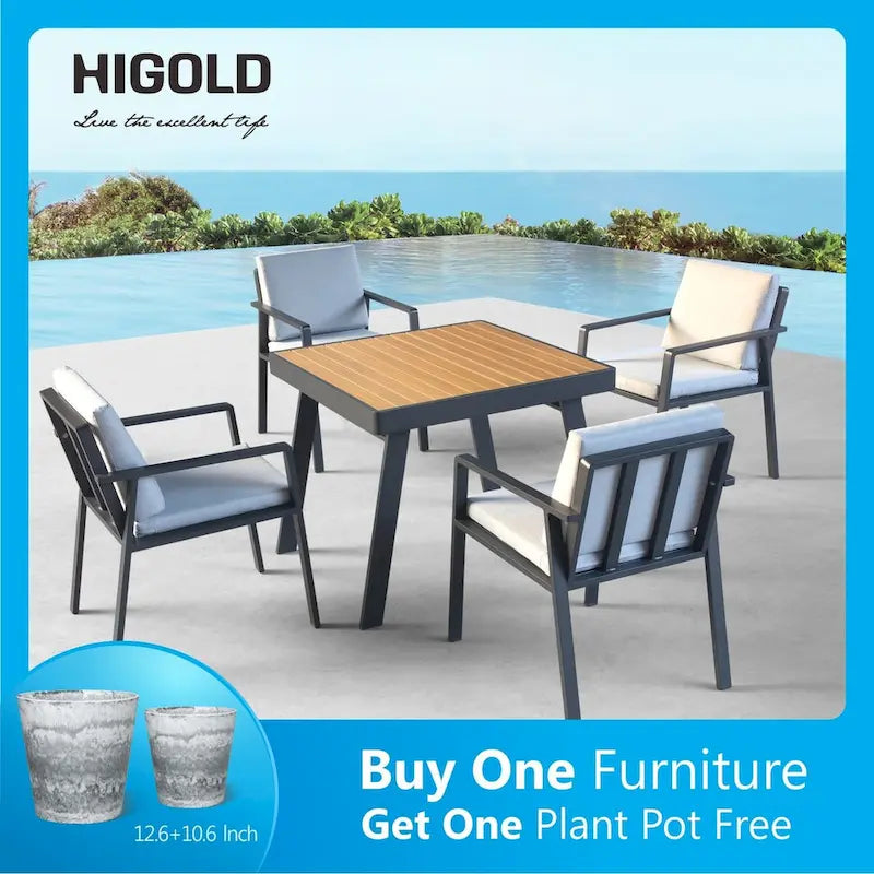 Ensemble de salle à manger d'extérieur HIGOLD Nofi 5 pièces en aluminium, couleur anthracite mat