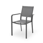 Chaises de salle à manger d'extérieur modernes en aluminium avec assise en maille (lot de 2), gris anthracite et gris foncé