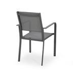 Chaises de salle à manger d'extérieur modernes en aluminium avec assise en maille (lot de 2), gris anthracite et gris foncé