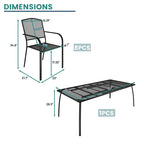 Table rectangulaire en treillis de fer avec chaise (ensemble de 9)