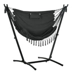 Fauteuil suspendu d'extérieur avec support, balancelle de patio avec poche latérale et appui-tête