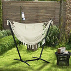 Outdoor Hammock Chair with Stand, Patio Swing Hanging Chair with Side Pocket and Headrest