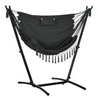 Fauteuil suspendu d'extérieur avec support, balancelle de patio avec poche latérale et appui-tête