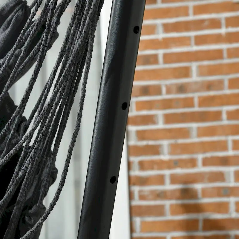 Fauteuil suspendu d'extérieur avec support, balancelle de patio avec poche latérale et appui-tête