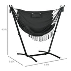 Fauteuil suspendu d'extérieur avec support, balancelle de patio avec poche latérale et appui-tête