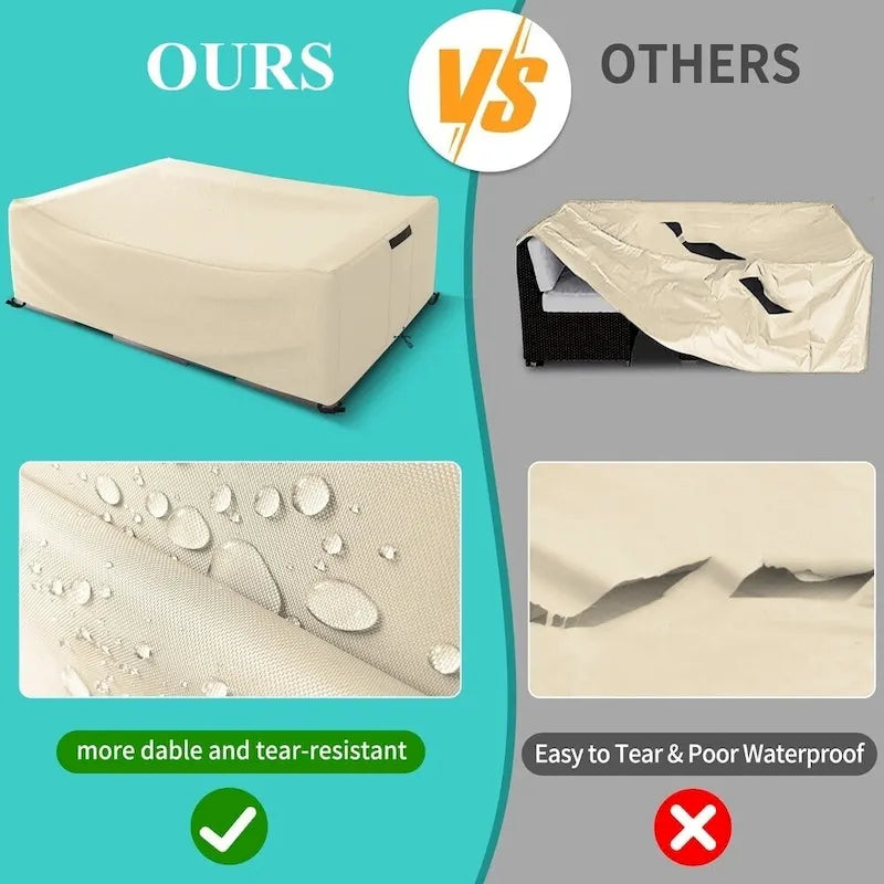 Housse imperméable résistante pour ensemble de mobilier de patio et canapé d'angle d'extérieur