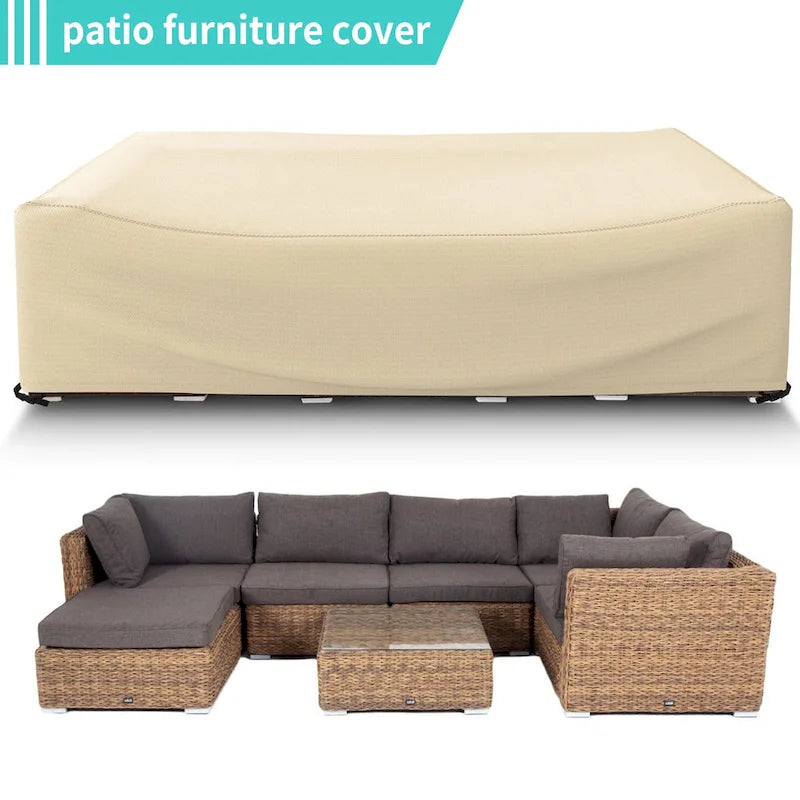 Housse imperméable résistante pour ensemble de mobilier de patio et canapé d'angle d'extérieur