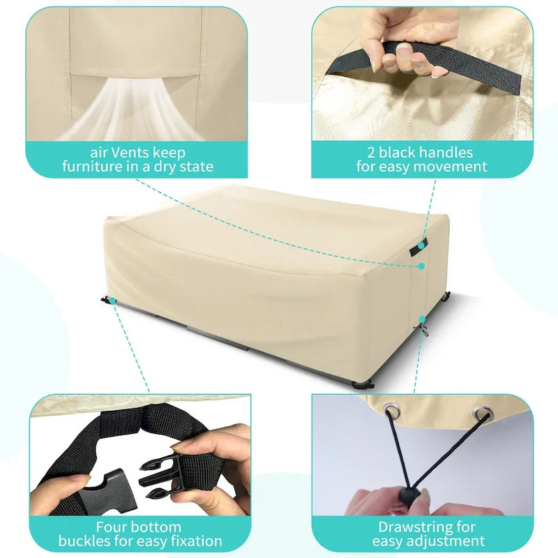 Housse imperméable résistante pour ensemble de mobilier de patio et canapé d'angle d'extérieur