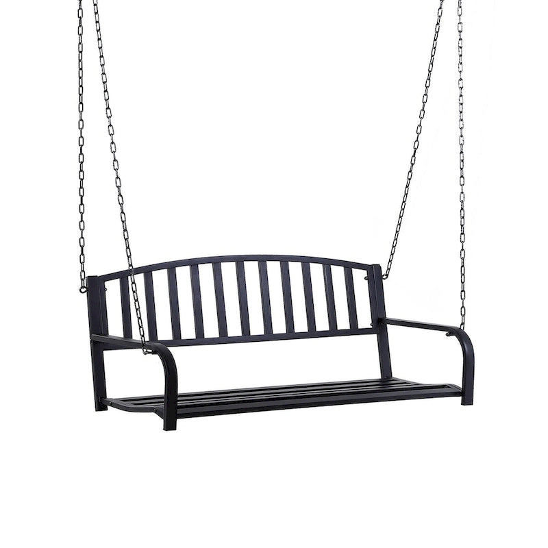 Balancelle de patio pour 2 personnes, chaise suspendue extérieure en acier avec chaînes robustes