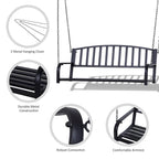 Balancelle de patio pour 2 personnes, chaise suspendue extérieure en acier avec chaînes robustes
