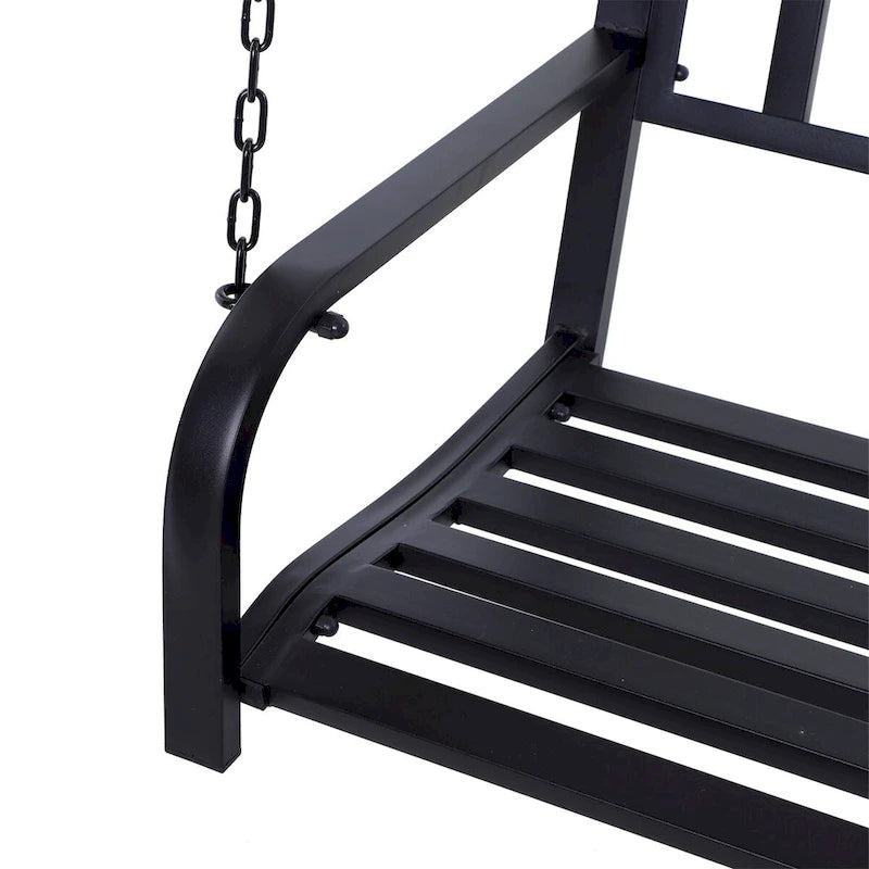 Balancelle de patio pour 2 personnes, chaise suspendue extérieure en acier avec chaînes robustes