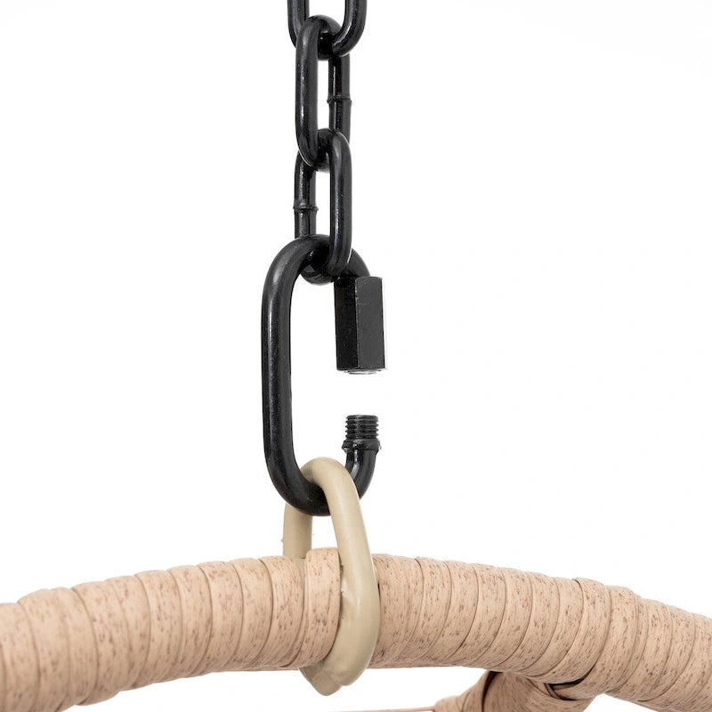 Fauteuil suspendu œuf en résine tressée PE pour l'intérieur et l'extérieur, avec coussin