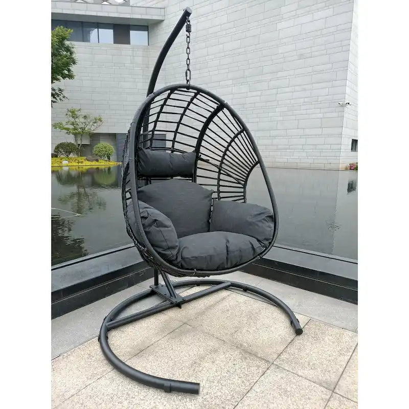 Outdoor Indoor PE Wicker Swing Egg chair with Cushion