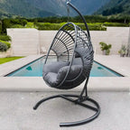 Fauteuil suspendu œuf en résine tressée PE pour l'intérieur et l'extérieur, avec coussin