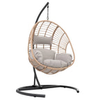 Fauteuil suspendu œuf en résine tressée PE pour l'intérieur et l'extérieur, avec coussin