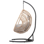 Fauteuil suspendu œuf en résine tressée PE pour l'intérieur et l'extérieur, avec coussin