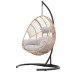 Fauteuil suspendu œuf en résine tressée PE pour l'intérieur et l'extérieur, avec coussin