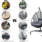 Fauteuil suspendu œuf en résine tressée PE pour l'intérieur et l'extérieur, avec coussin