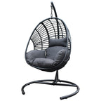 Fauteuil suspendu œuf en résine tressée PE pour l'intérieur et l'extérieur, avec coussin