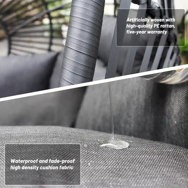 Fauteuil suspendu œuf en résine tressée PE pour l'intérieur et l'extérieur, avec coussin