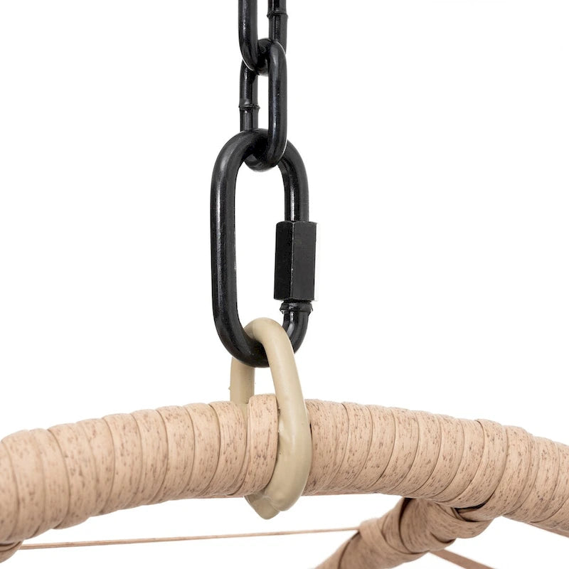 Fauteuil suspendu œuf en résine tressée PE pour l'intérieur et l'extérieur, avec coussin