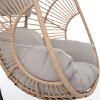Fauteuil suspendu œuf en résine tressée PE pour l'intérieur et l'extérieur, avec coussin