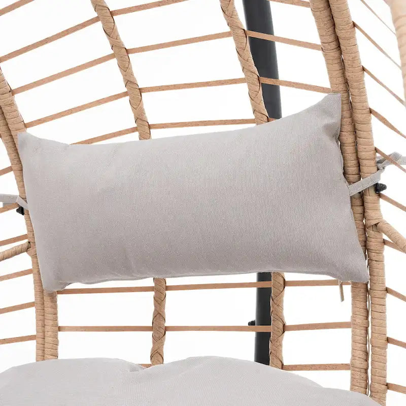 Fauteuil suspendu œuf en résine tressée PE pour l'intérieur et l'extérieur, avec coussin
