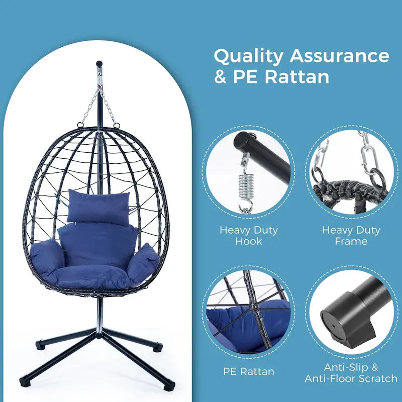Fauteuil suspendu œuf d'intérieur/extérieur avec coussin