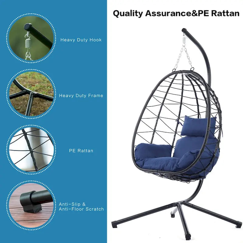 Fauteuil suspendu œuf d'intérieur/extérieur avec coussin
