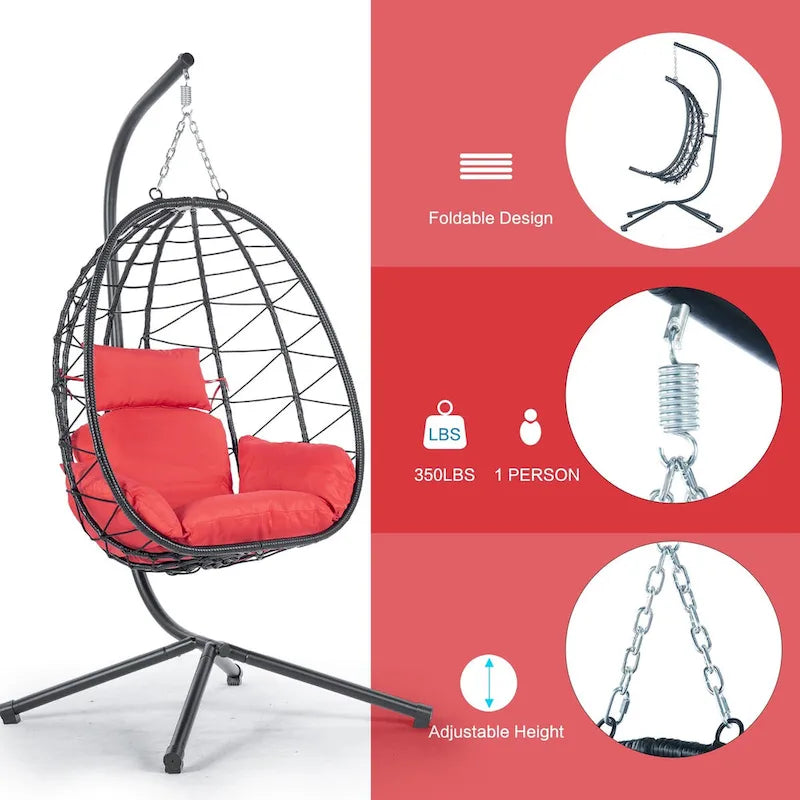 Fauteuil suspendu œuf d'intérieur/extérieur avec coussin