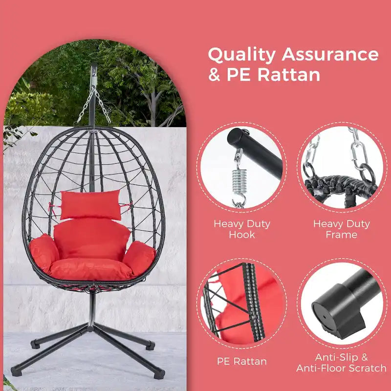 Fauteuil suspendu œuf d'intérieur/extérieur avec coussin