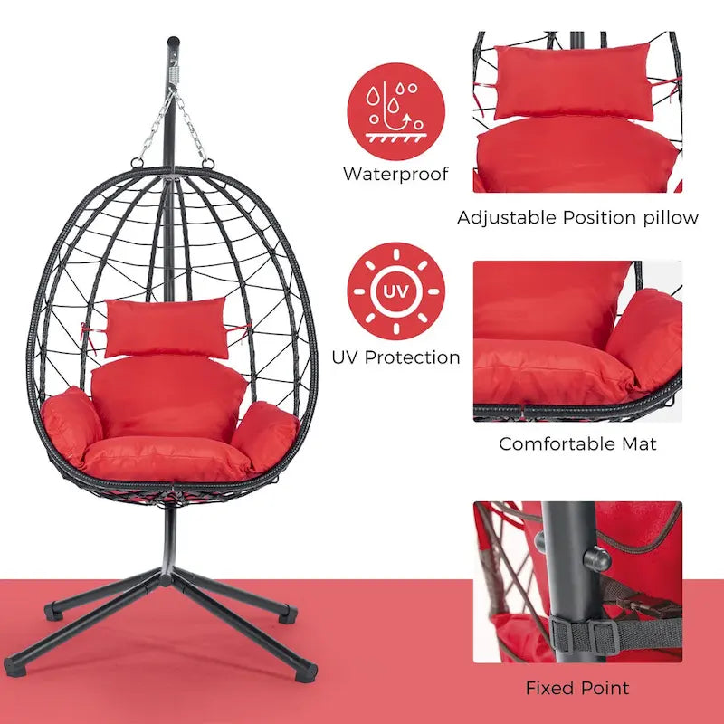 Fauteuil suspendu œuf d'intérieur/extérieur avec coussin