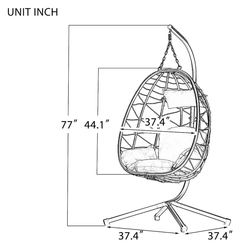 Fauteuil suspendu œuf d'intérieur/extérieur avec coussin