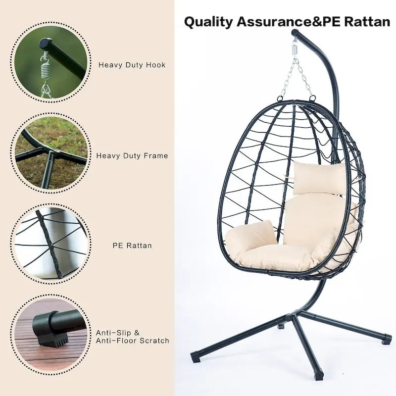Fauteuil suspendu œuf d'intérieur/extérieur avec coussin