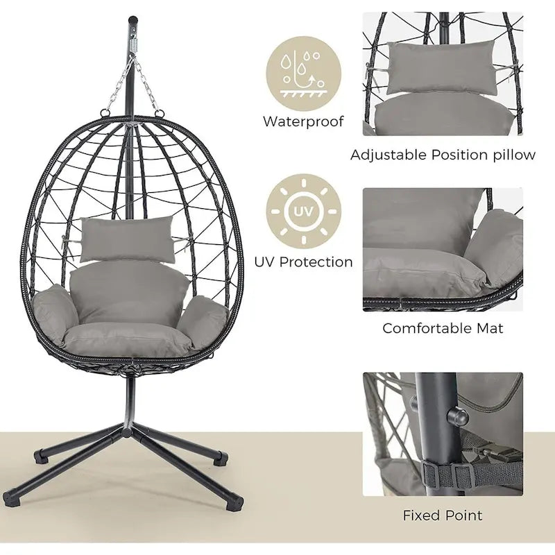Fauteuil suspendu œuf d'intérieur/extérieur avec coussin