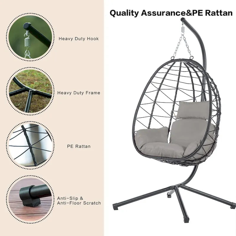 Fauteuil suspendu œuf d'intérieur/extérieur avec coussin