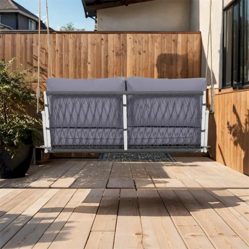 Canapé-balançoire d'extérieur monobloc en corde tressée avec coussins moelleux