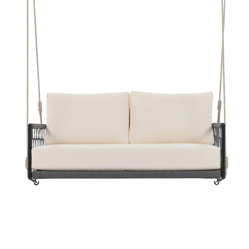 Canapé-balançoire d'extérieur monobloc en corde tressée avec coussins moelleux
