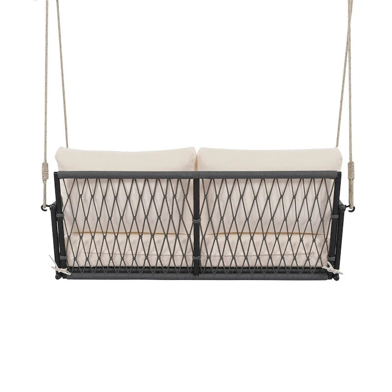 Canapé-balançoire d'extérieur monobloc en corde tressée avec coussins moelleux